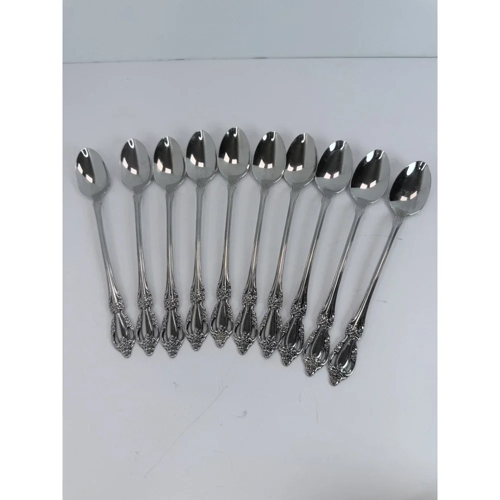 Oneida RAPHAEL Stainless Distinction Deluxe Iced Tea Spoons Lot Of 10